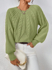Rosalie Thornbury | Cable-Knit Crew Neck Sweater For Women