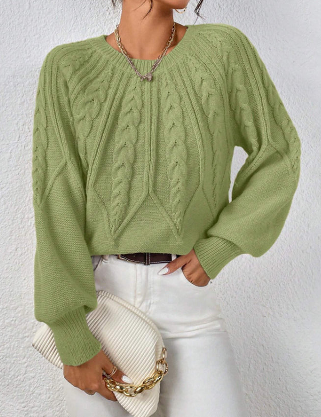 Rosalie Thornbury | Cable-Knit Crew Neck Sweater For Women