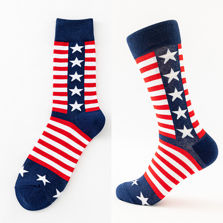 Sylvie Esterhazy | Flag Print Veterans Day Crew Socks Five Pack Unisex & Couples