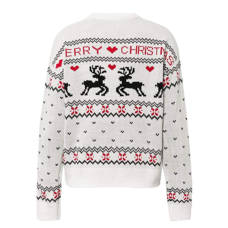 Tinsel | Reindeer Heart Print Christmas Sweater For Women