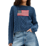 Monroe Aldridge | American Flag Cable Knit Sweater For Women