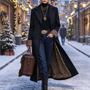 Holly Havdale | Long Coat With Leopard Lining And Cuffs For Women