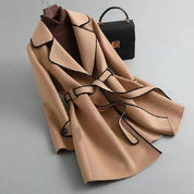 Charlotte Whitmore | Contrast Trim Wool Midi Coat For Women