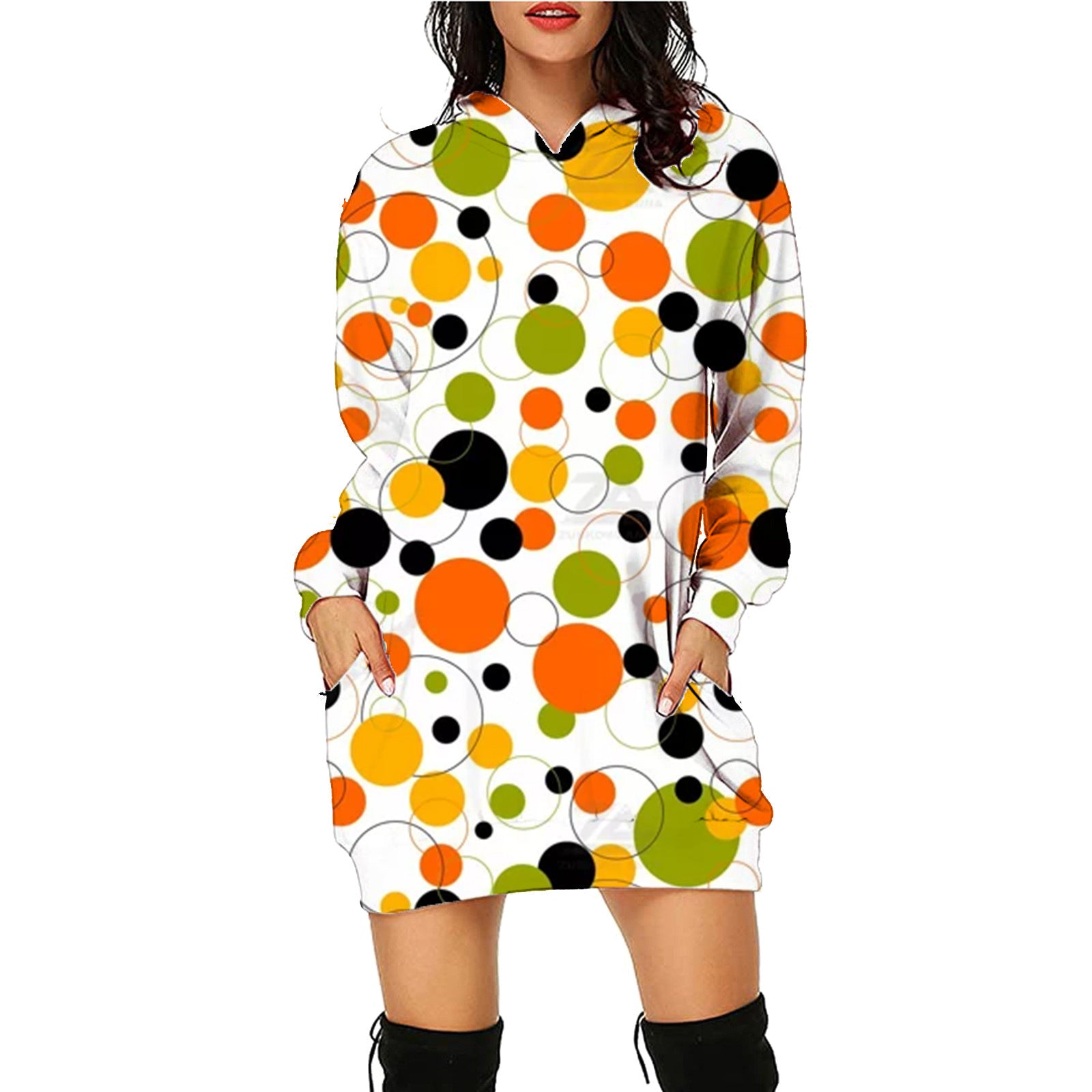 Fleur Devereux | Halloween Skeleton Print Hoodie Mini Dress For Women