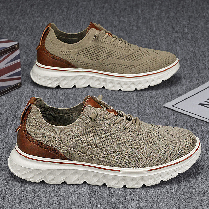 Wyatt Lakeside | Light Gray Knit Wingtip Sneakers For Men