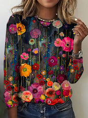 Juliette Fontenay | 3D Floral Embossed Long Sleeve Top For Women