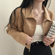 Fabienne Roquet | Cropped Suede Leather Jacket For Women