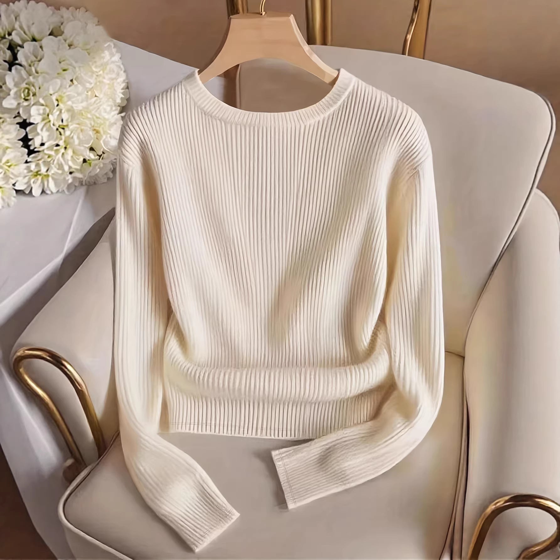 Juliette Rambeau | Ribbed Knit Long-Sleeve Sweater For Women
