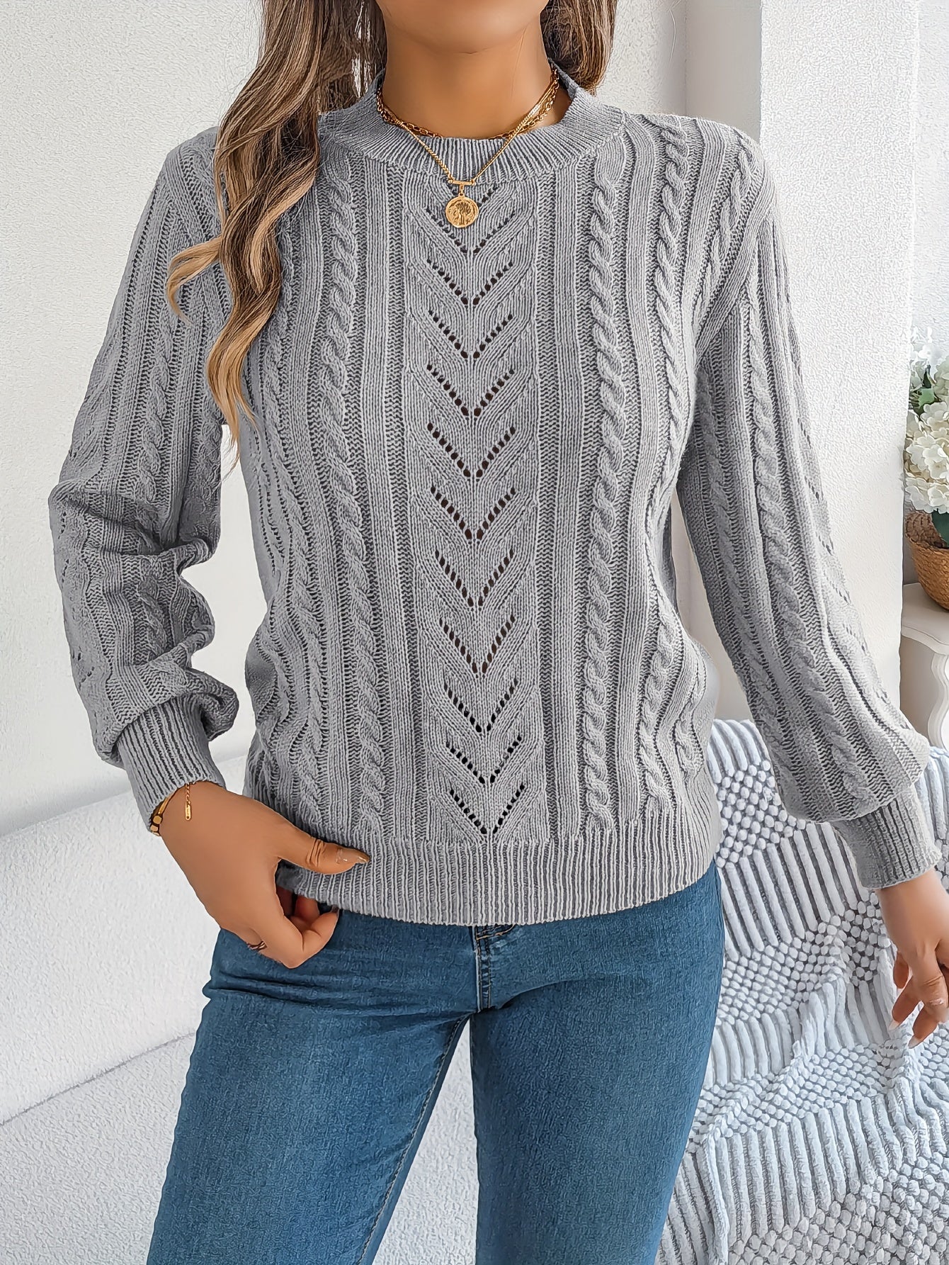 Camilla Winterbourne | Cable-Knit Textured Sweater For Women