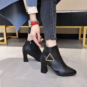 Simone Lefebvre | Pointed Toe Block Heel Ankle Boots For Women