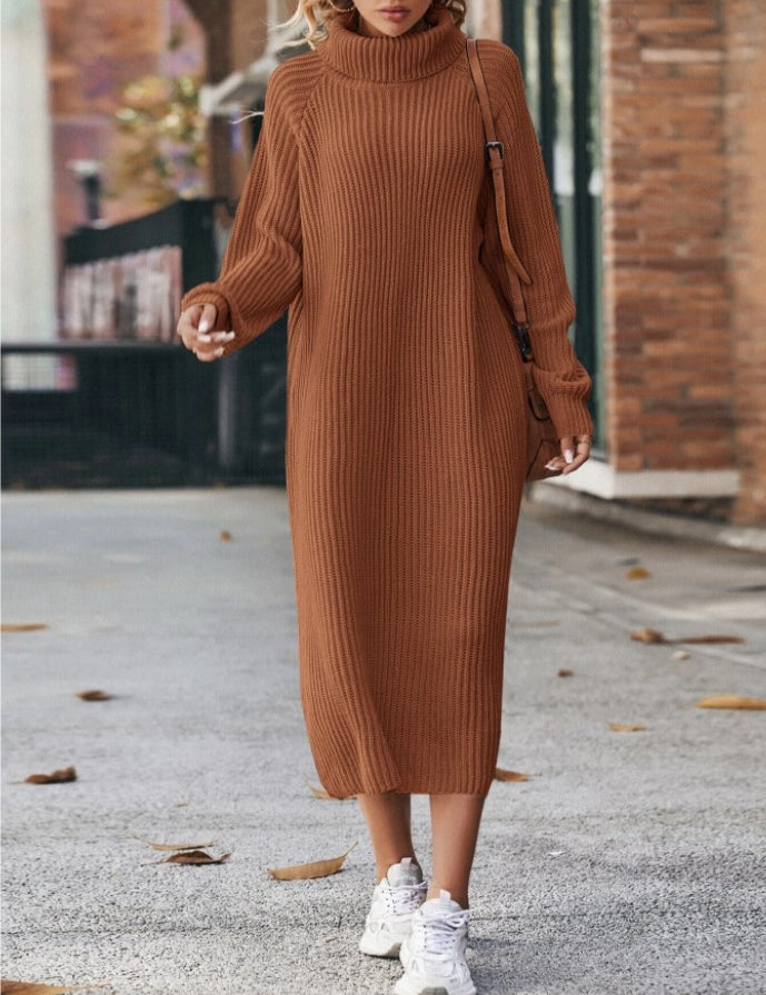 Isabelle Moreau | Turtleneck Knit Sweater Maxi Dress For Women