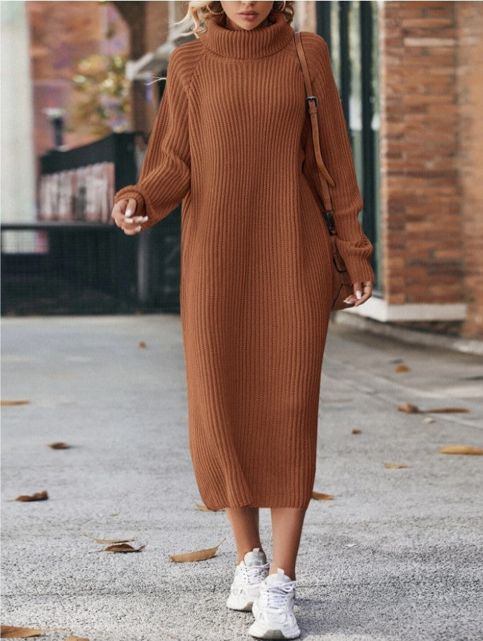 Isabelle Moreau | Turtleneck Knit Sweater Maxi Dress For Women