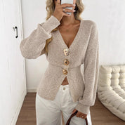 Simone Delacourt | V-Neck Button-Up Knit Cardigan For Women