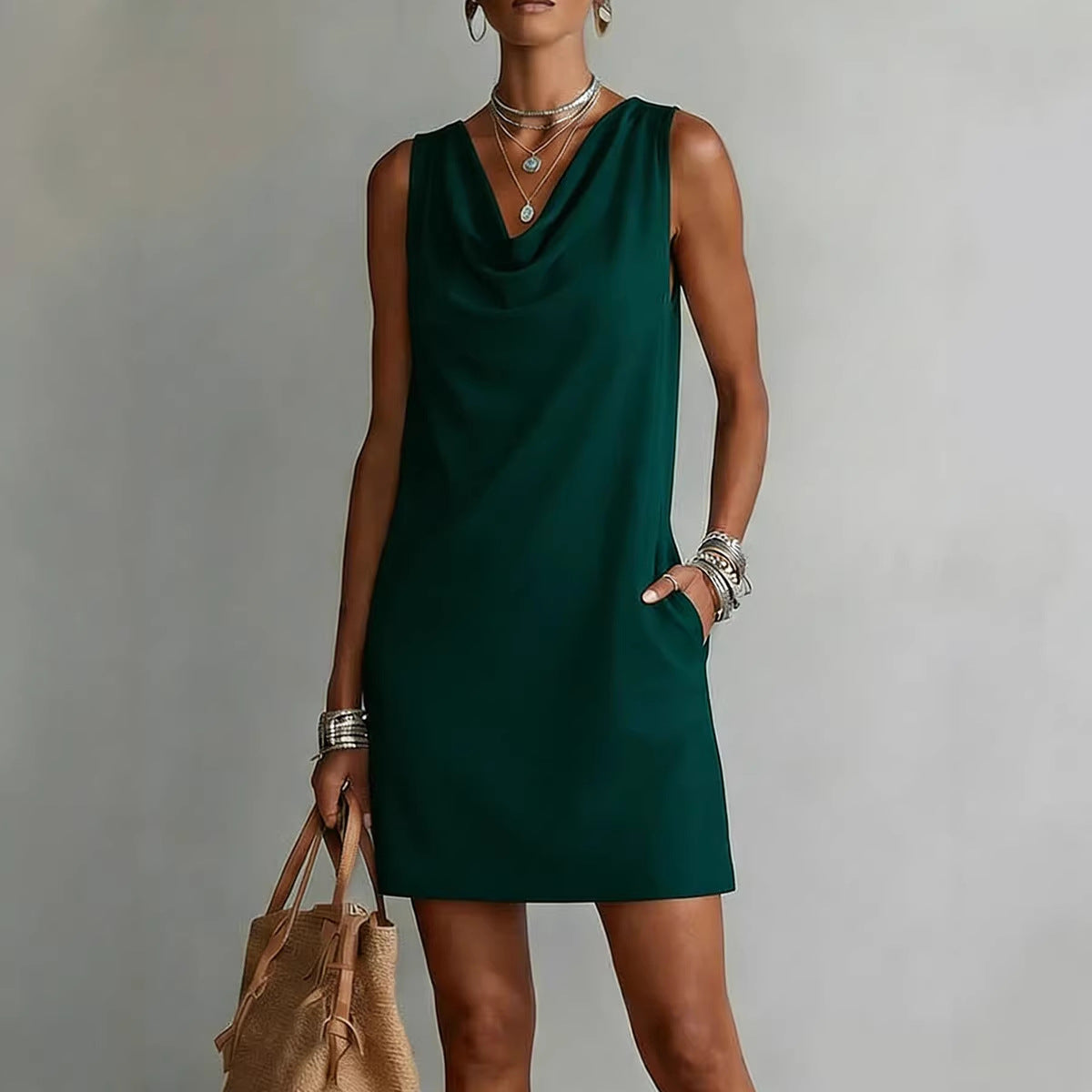 Aurelie Stonefield | Cowl Neck Mini Dress For Women
