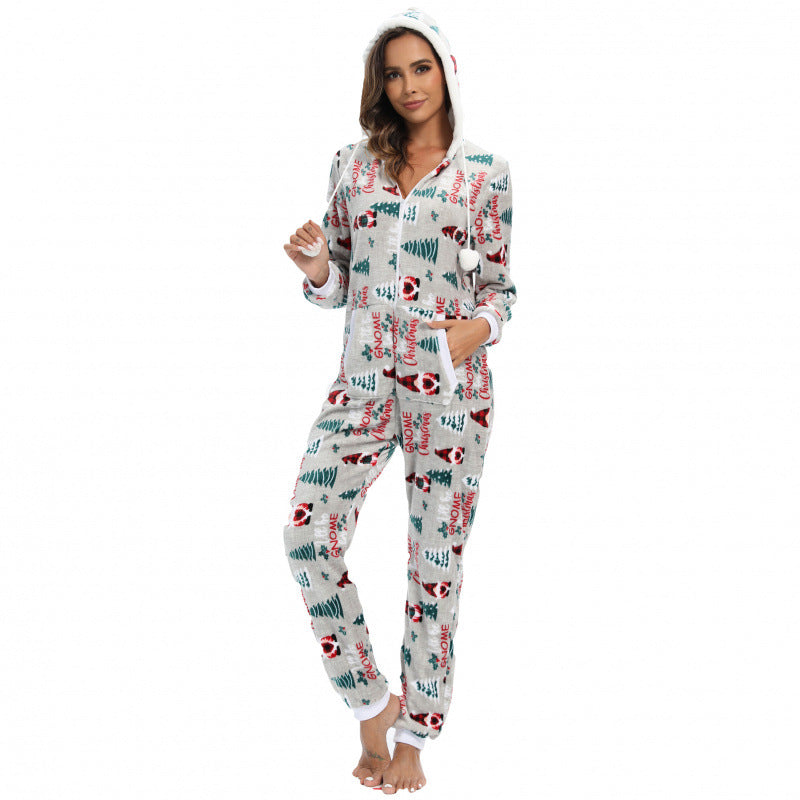 Cocoa Cuddle | Grey Penguin Print Christmas Pyjamas For Women