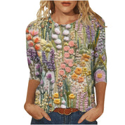 Isadora Winslow | 3D Floral Print Round Neck Top For Women