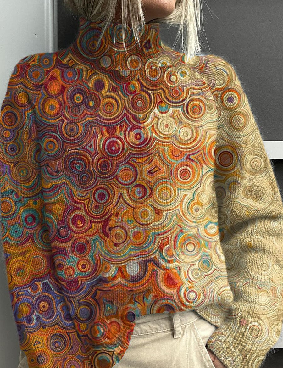 Anais Delorme | Abstract Print Turtleneck Sweater For Women