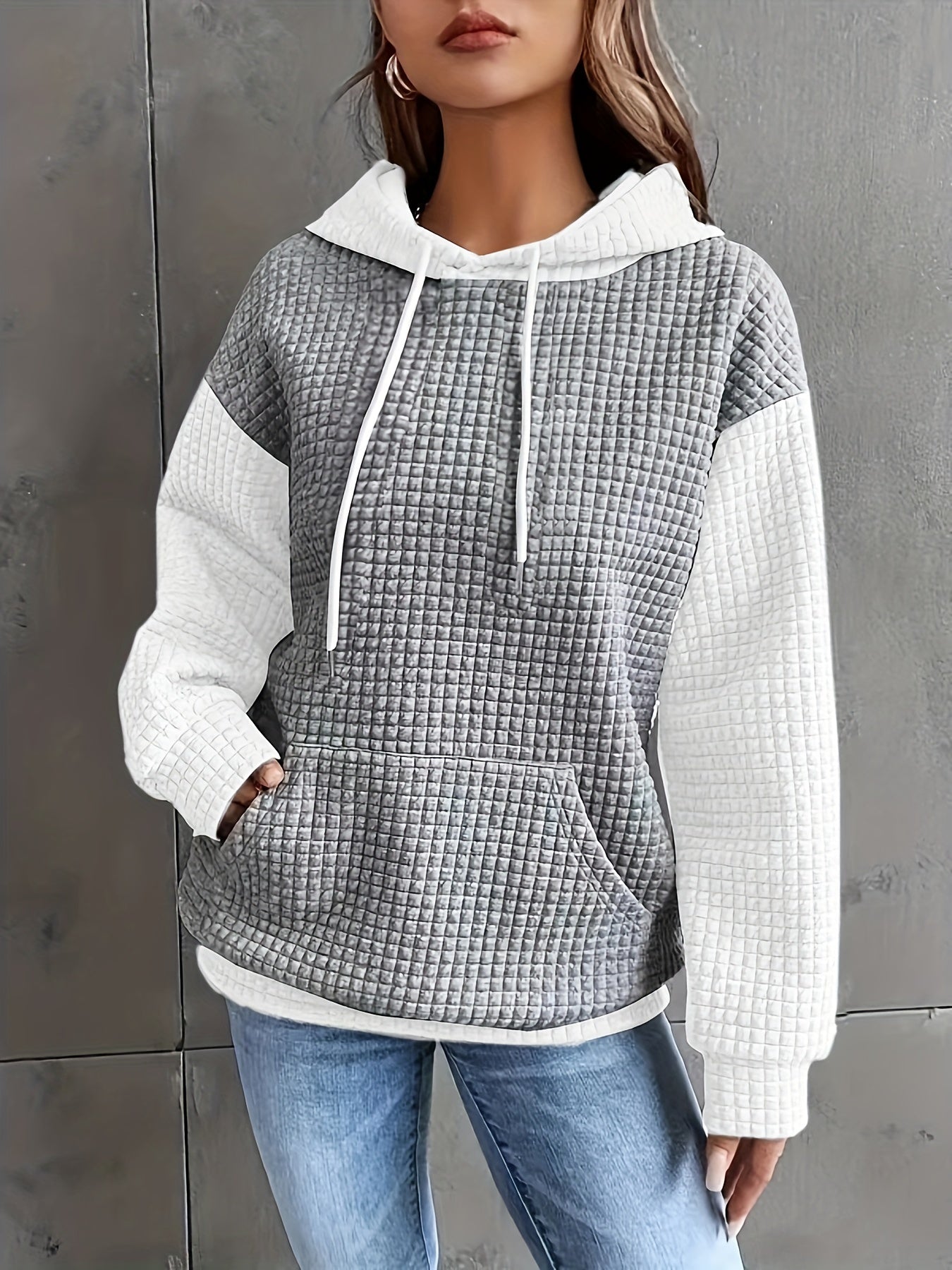 Harper Sinclair | Two-Tone Waffle-Knit Hoodie For Women