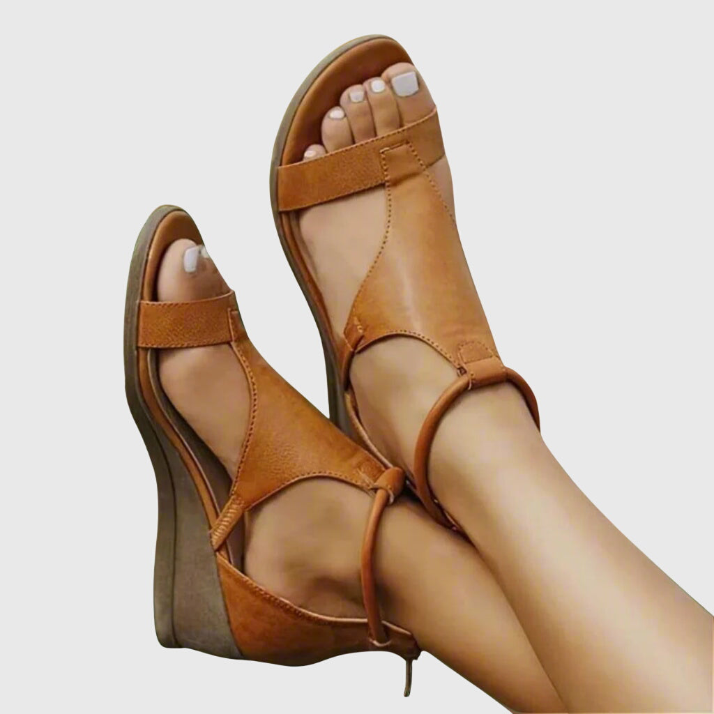 Celinda Favroux | Rose Wedge Orthopedic Leather Sandals