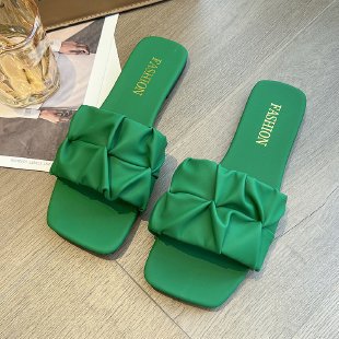 Rosalind Ferrara | Square Toe Flat Slide Sandals For Women