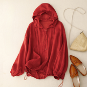 Margot Sinclair | Linen Hooded Jacket with Balloon Sleeves For Women