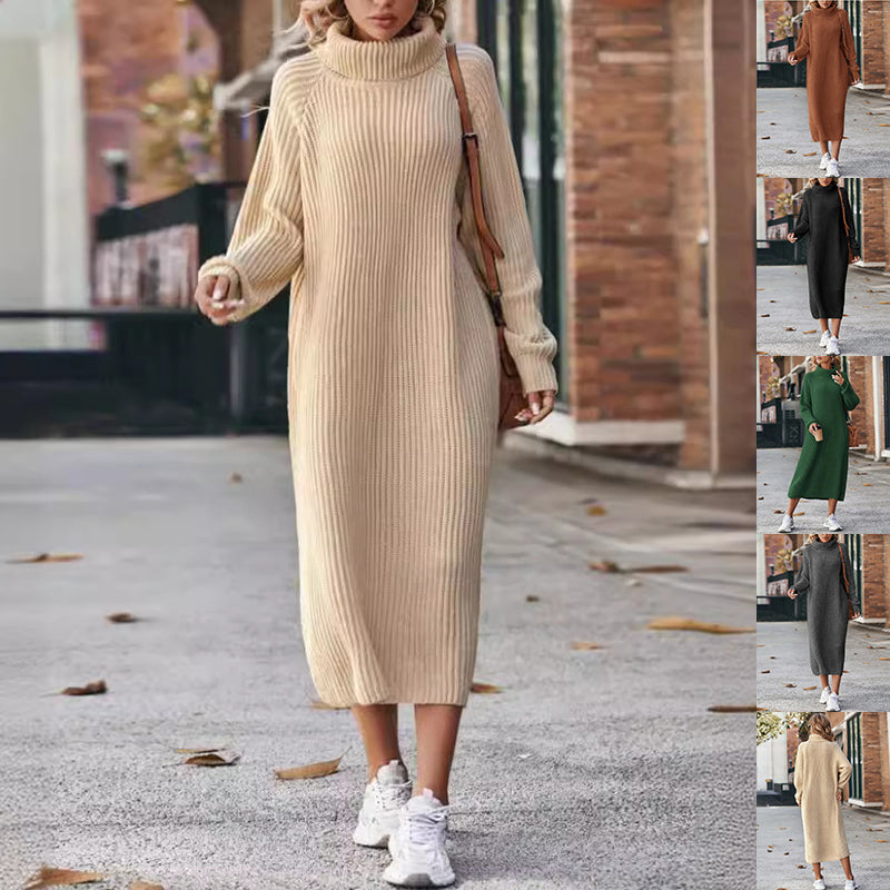 Isabelle Moreau | Turtleneck Knit Sweater Maxi Dress For Women
