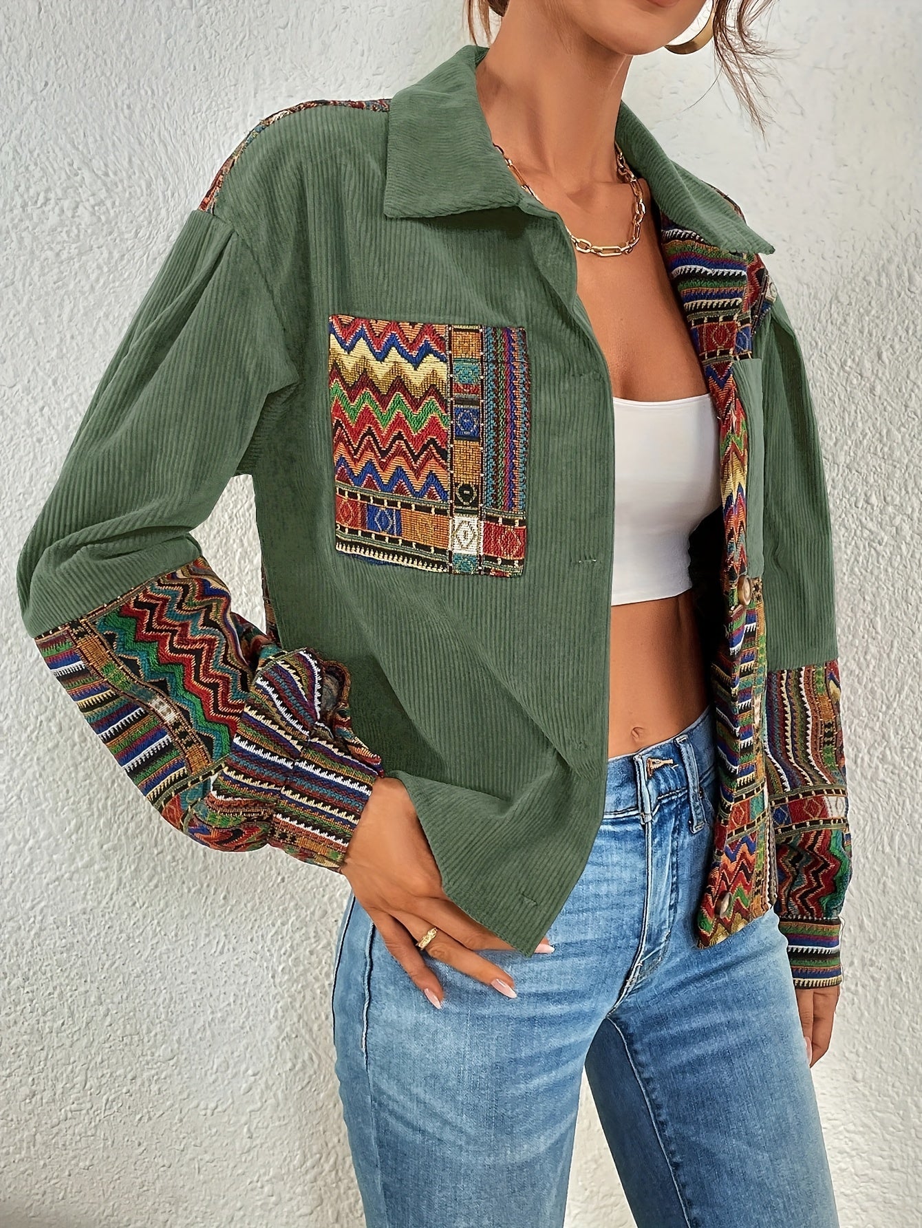 Juliette Renard | Corduroy Patchwork Jacket For Women