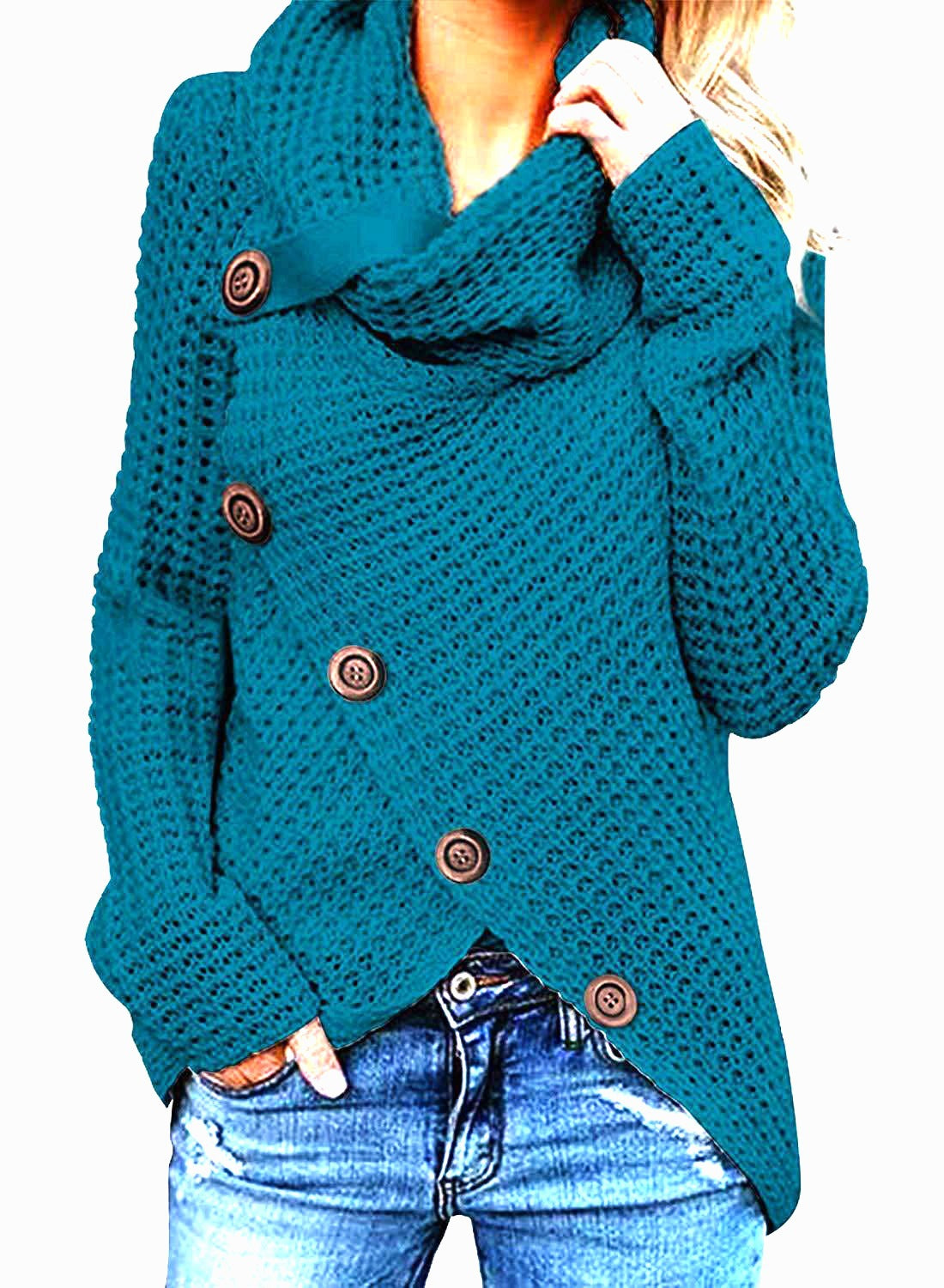 Solene Bardot | Cowl Neck Waffle Knit Sweater For Women