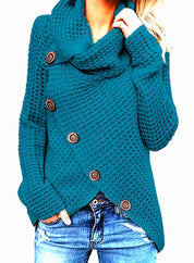 Solene Bardot | Cowl Neck Waffle Knit Sweater For Women