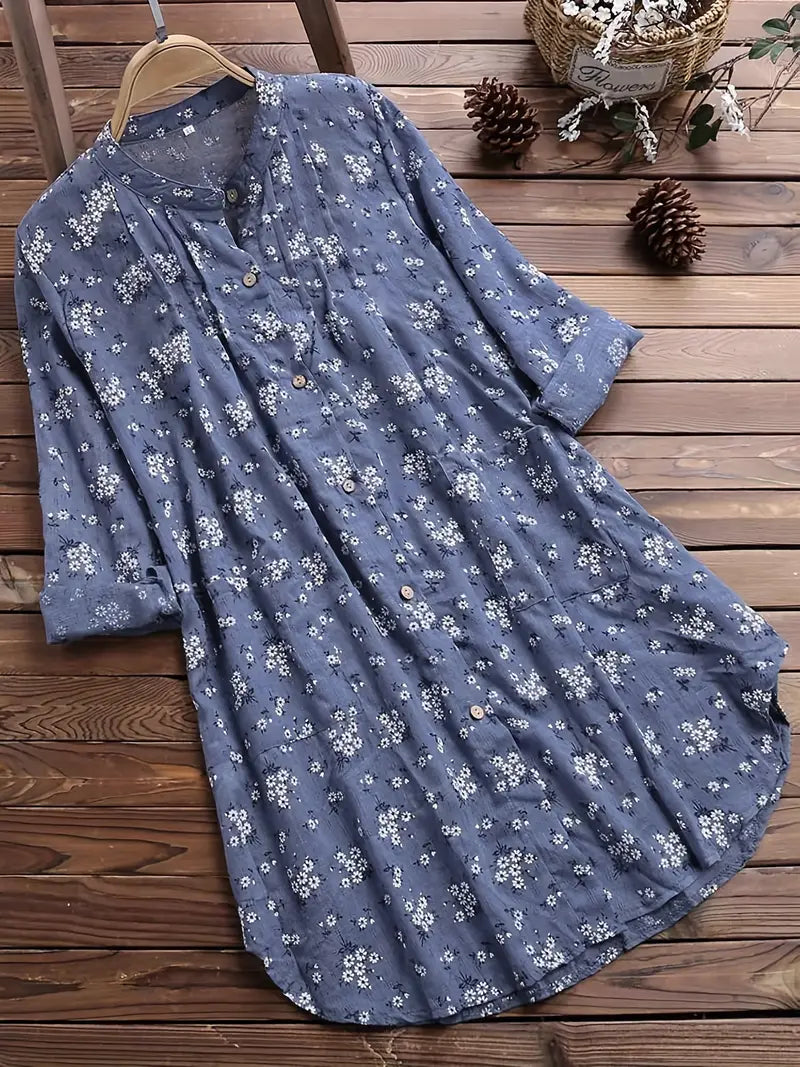 Pauline Vercourt | Floral Button-Up Midi Shirt Dress For Women