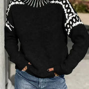 Adele Winters | Turtleneck Contrast Knit Sweater For Women
