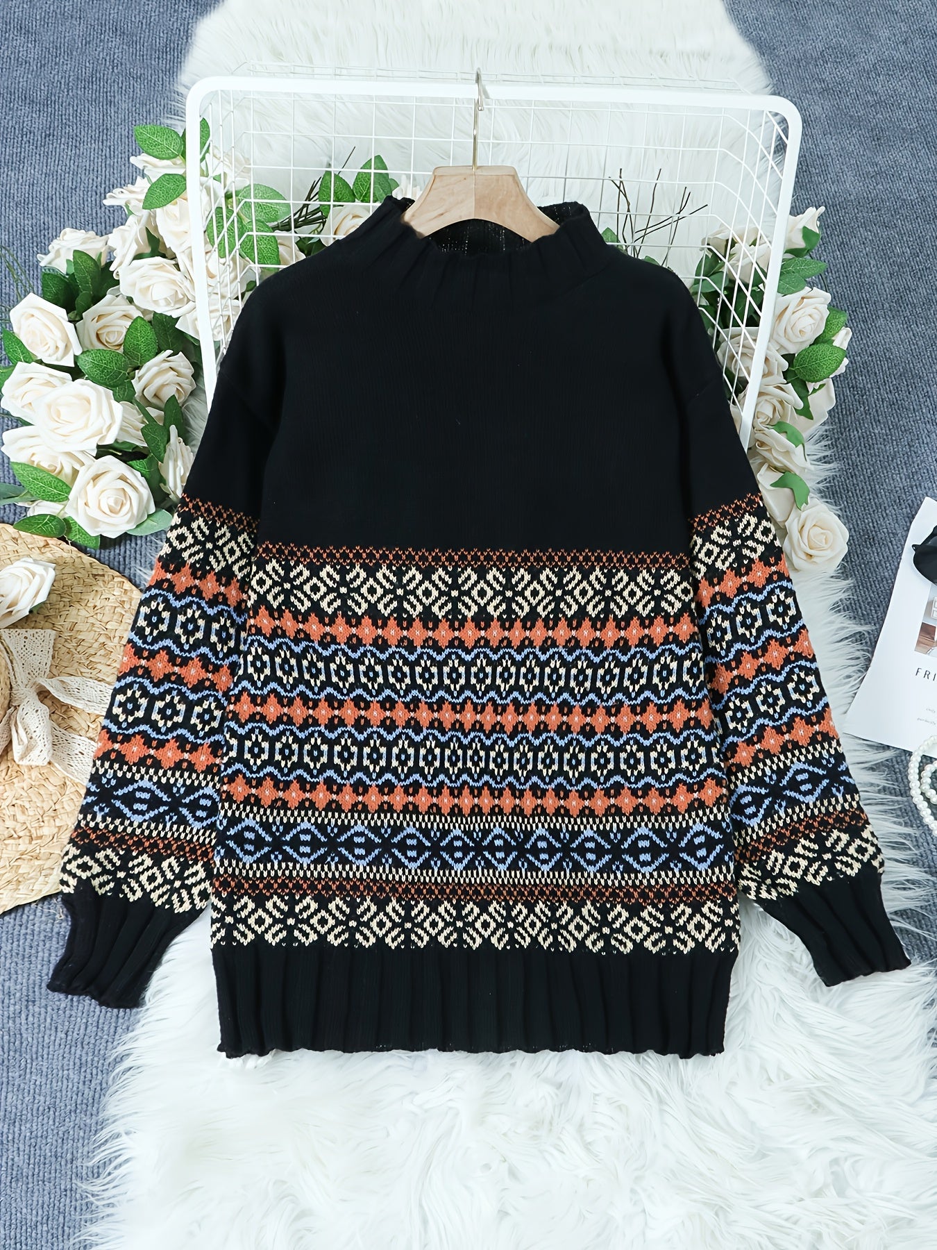 Marisol Duvall | Jacquard Print Sweater With Relaxed Fit For Women