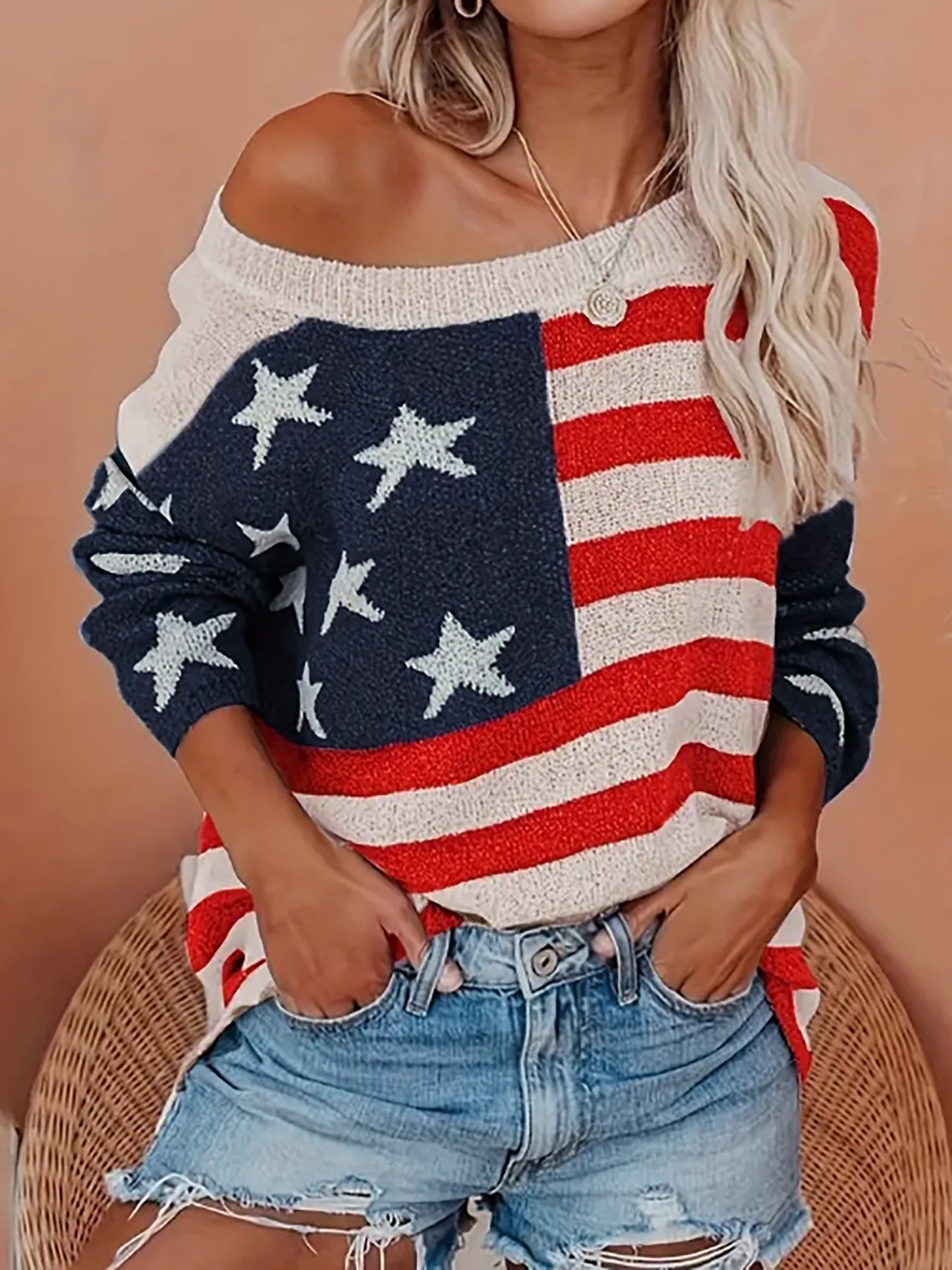 Brielle Ashmore | American Flag Knit Sweater For Women