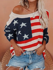 Brielle Ashmore | American Flag Knit Sweater For Women