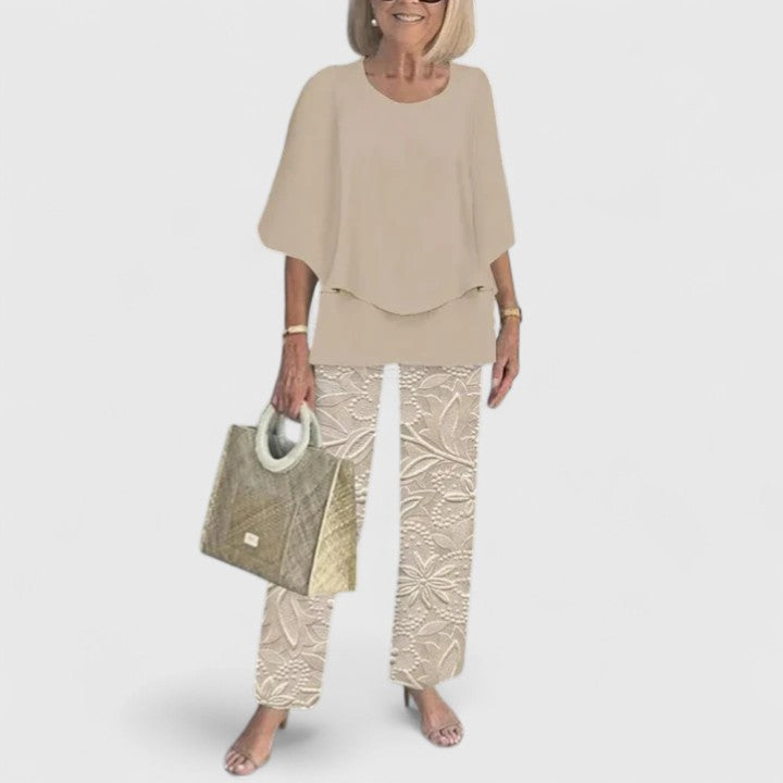 Corinne Valbelle | Floral Print Wide-Leg Pants Matching Set