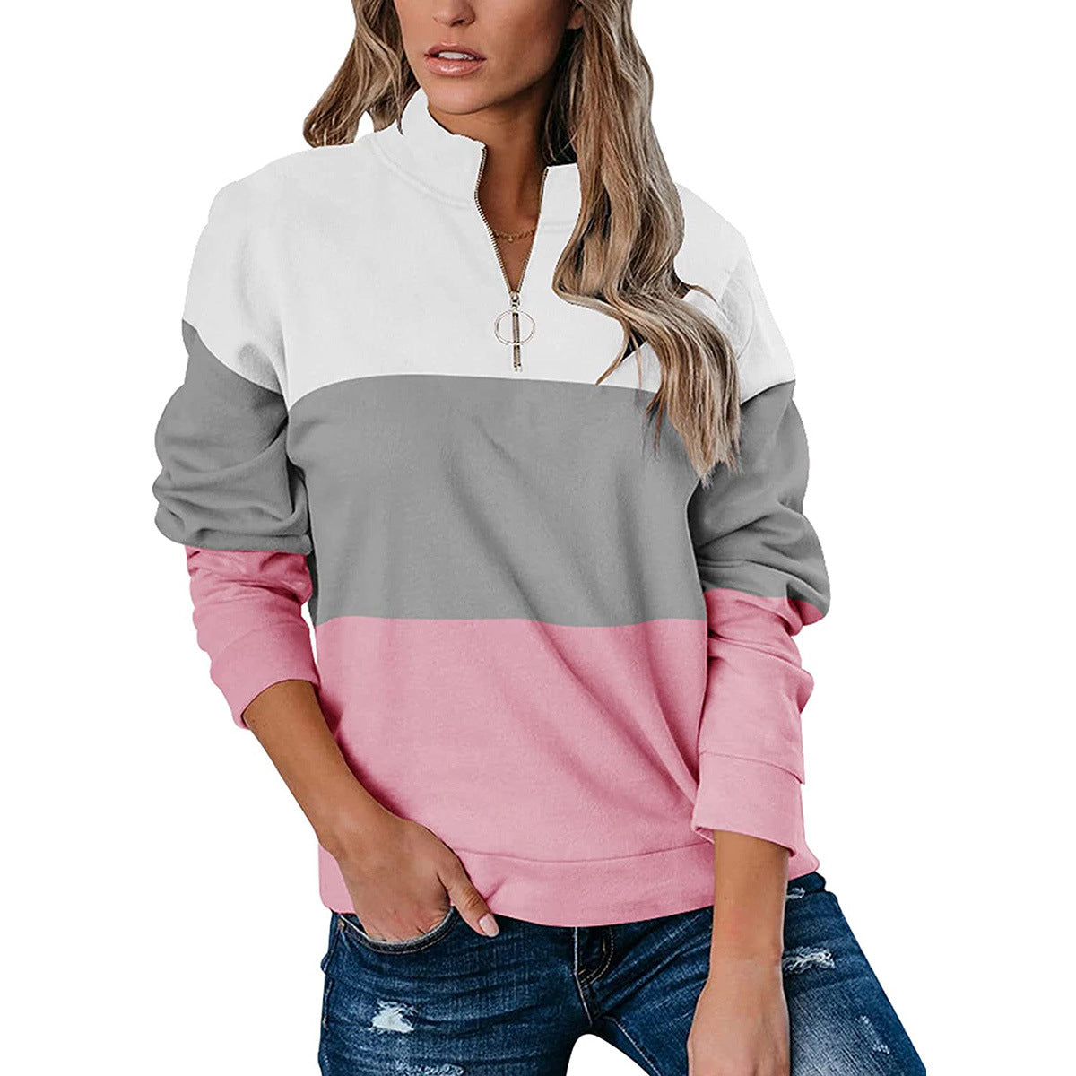 Anneliese Corbin | Color-Block Quarter-Zip Sweatshirt For Women
