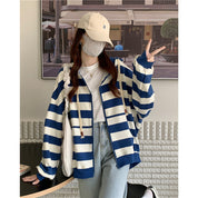 Florence Delacourt | Striped Zip-Up Hoodie For Women