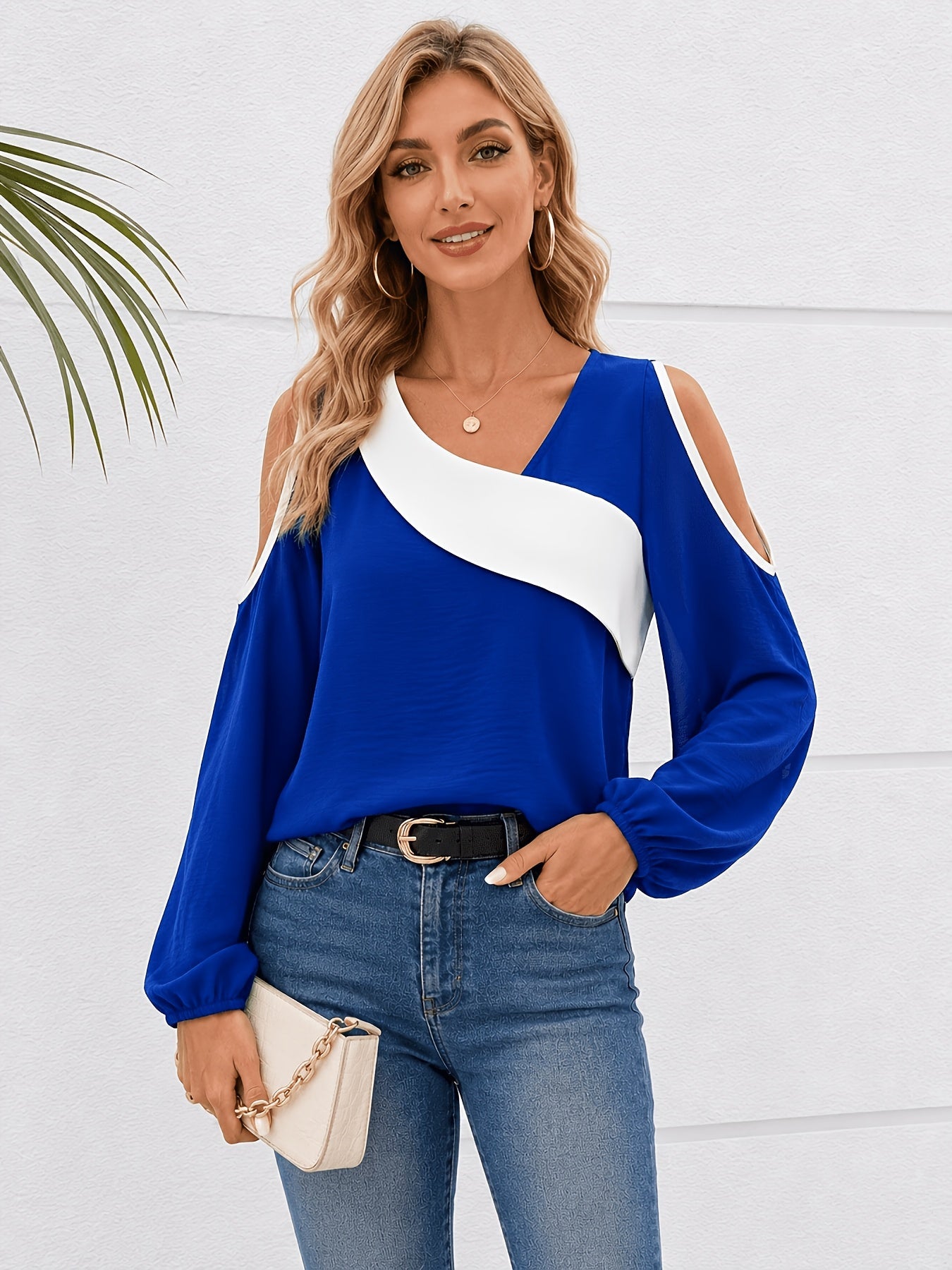 Josephine Caradec | Cold-Shoulder Color Block Top For Women