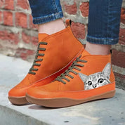 Isabella Fontaine | Cat Print High-Top Boots For Women