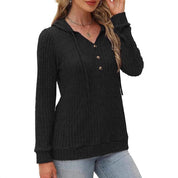 Lucia Ferrante | Wine Red Hooded Rib-Knit Sweater For Women