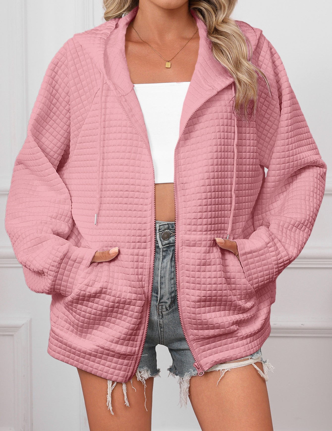 Cecilia Montrose | Textured Zip-Up Hooded Jacket For Women