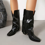 Rosalie Ferrand | Slouchy Knee-High Chunky Heel Boots For Women
