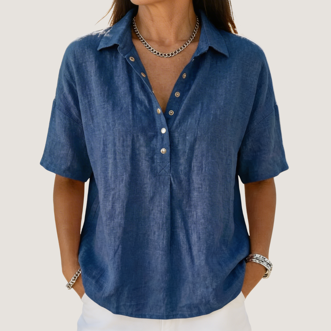 Margot Ellison | Linen Button-Up Collar Shirt For Women