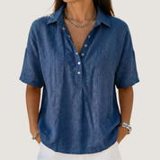 Margot Ellison | Linen Button-Up Collar Shirt For Women