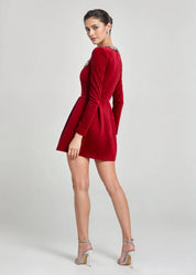 Margaux Delacourt | Velvet Cocktail Dress With Crystal Neckline