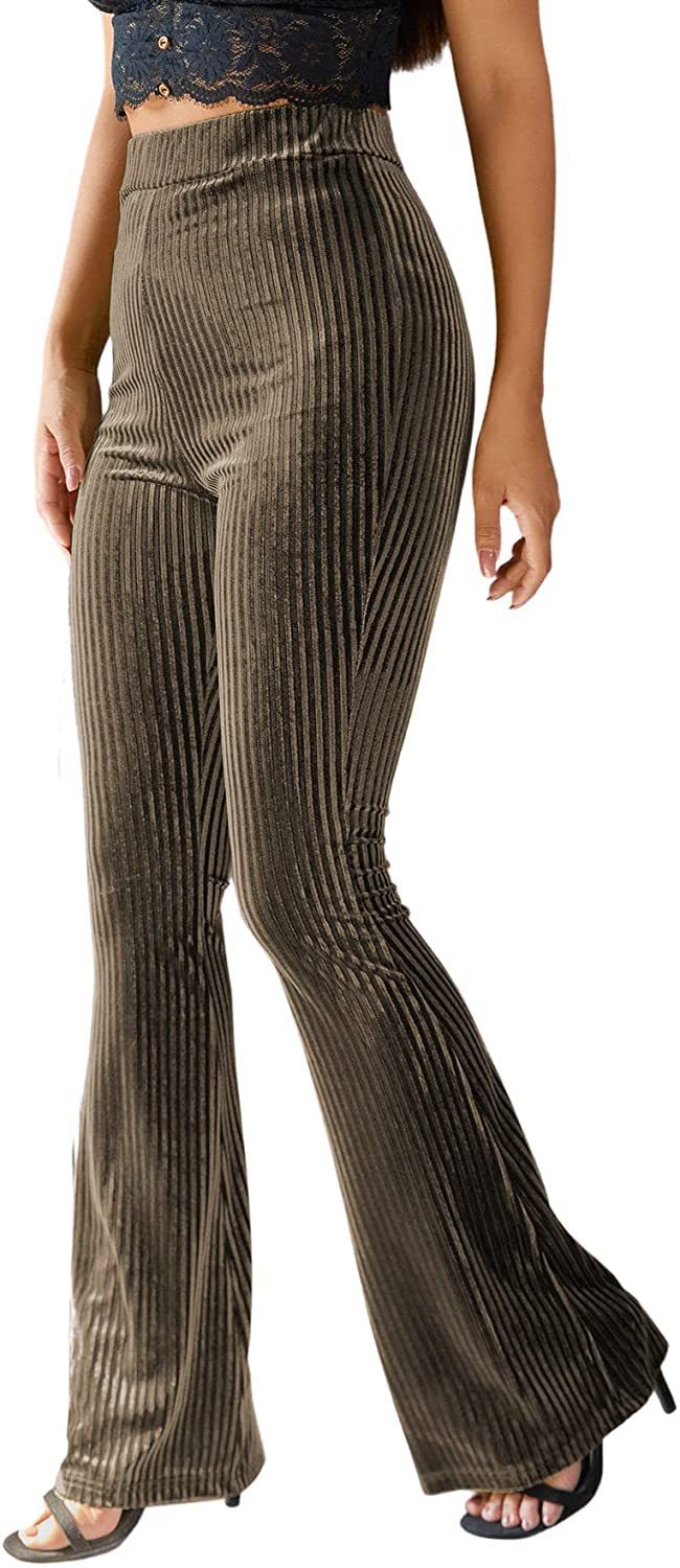 Adrienne Castel | High-Waist Velvet Flare Pants For Women