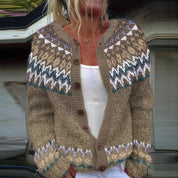 Anouk Beaulieu | Color-Block Fair Isle Knit Cardigan For Women