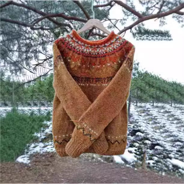 Solange Winterbourne | Nordic Fair Isle Oversized Sweater For Women