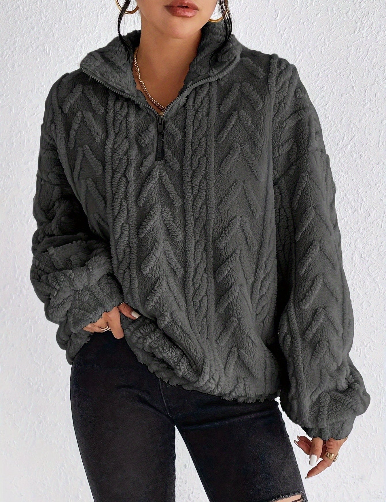 Adele Sorensen | Cable Knit Quarter-Zip Pullover For Women