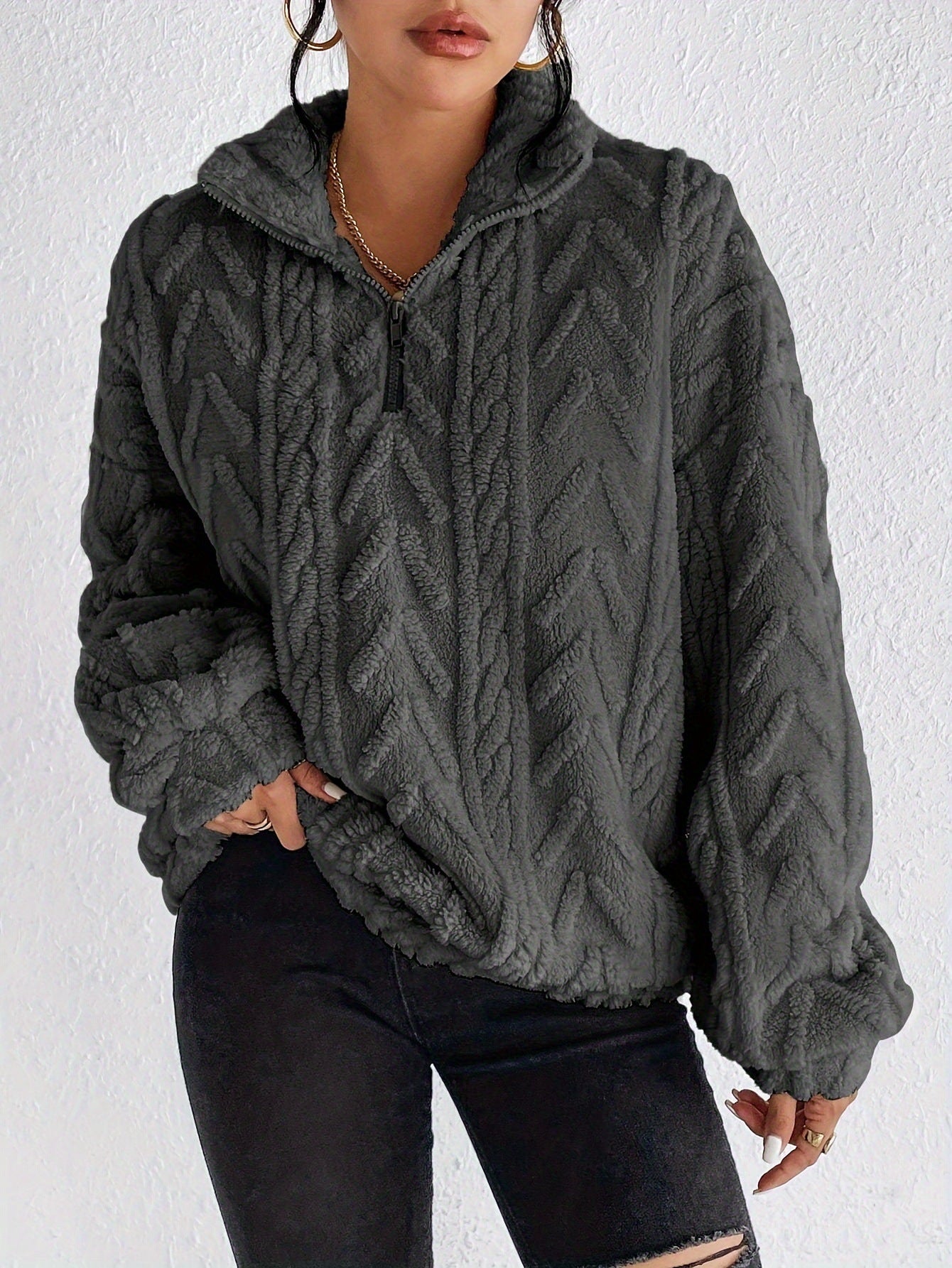 Adele Sorensen | Cable Knit Quarter-Zip Pullover For Women